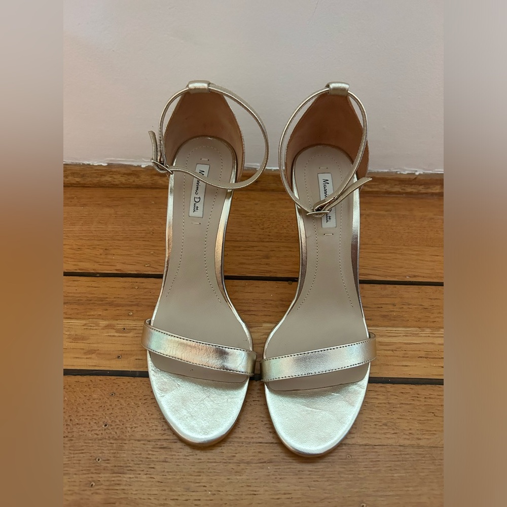 Massimo Dutti gold strappy strap heel sandals - Picture 2 of 8